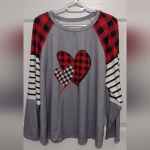 Shein Curve long sleeve color blocked multi print shirt 1x